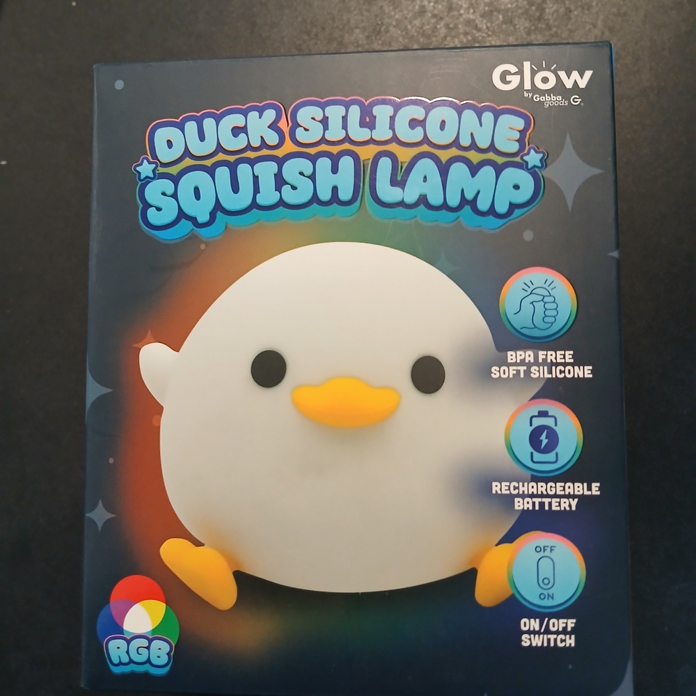 Glow Duck Silicone Squish Lamp - White and Yellow